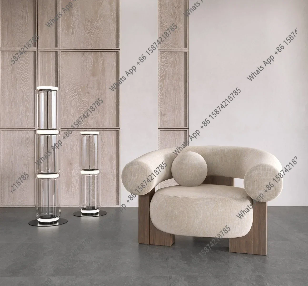Z NOVA Most Popular Nordic Living Room Lazy Single Sofa Chair Solid Wood Chairs Frame Fabric Covers Lounge One Seat Arm X
