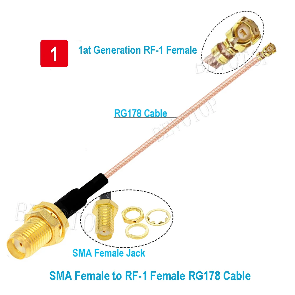 10PCS/LOT RP-SMA/SMA Female to uFL/IPX-1 Female RG178Cable Connector RF Coax Pigtail Antenna Extension Cable RG178 SMA Cable