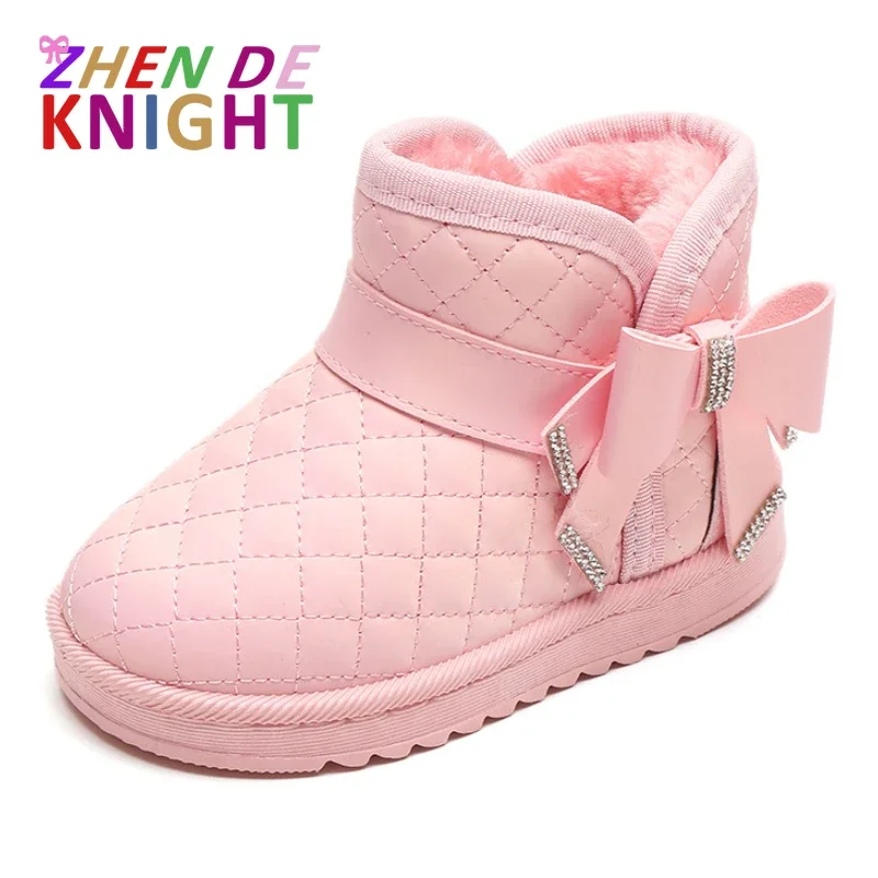 

Girls' Anti Slip Snow Boots with Plush Baby Cotton Shoes Autumn and Winter New Baby Warm Shoes Waterproof Children's Shoes