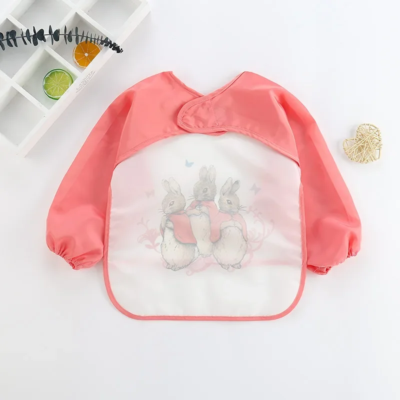 Babero suave impermeable para bebé, paño de alimentación ajustable de manga larga para niño pequeño y niña, bata de pintura, delantal para comer comida infantil