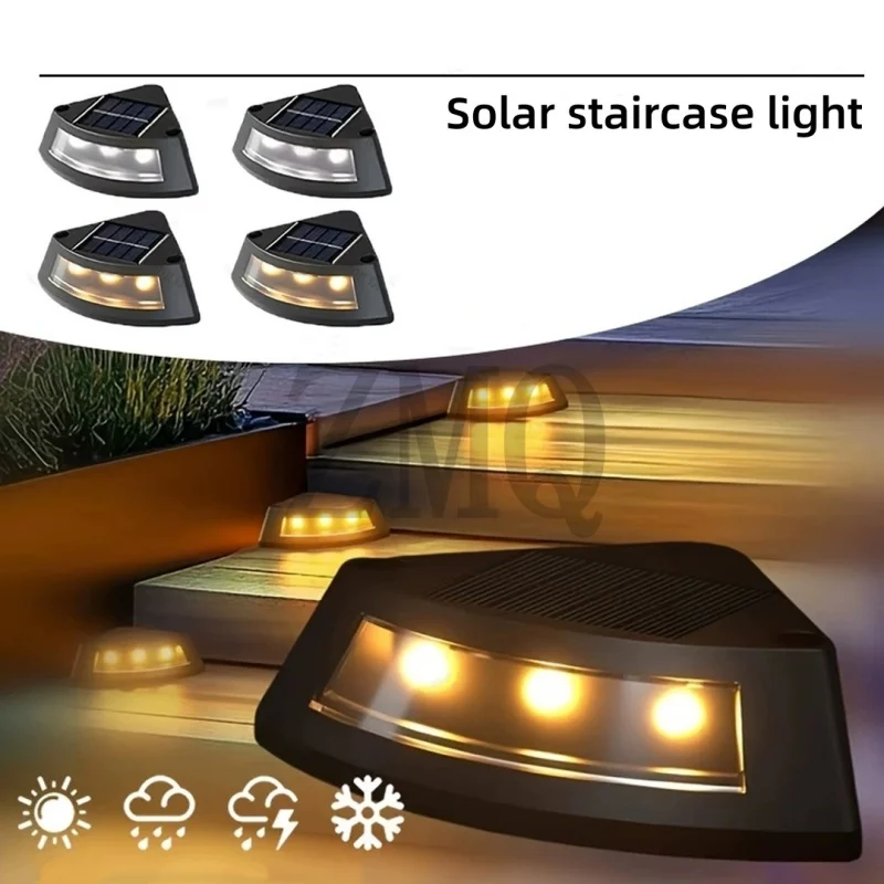 4PCS Solar Step Light Outdoor Garden Step Atmosphere Lamp Decoration Arrangement Home Rainproof Stair Foot Garden Light