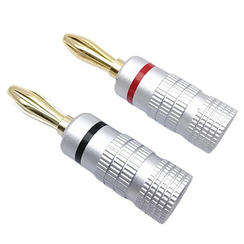 12 Pcs 4Mm Audio Jack Connector Banana Plugs Audio Jack Connector, 24K Gold Dual Screw Lock Speaker Connector Durable