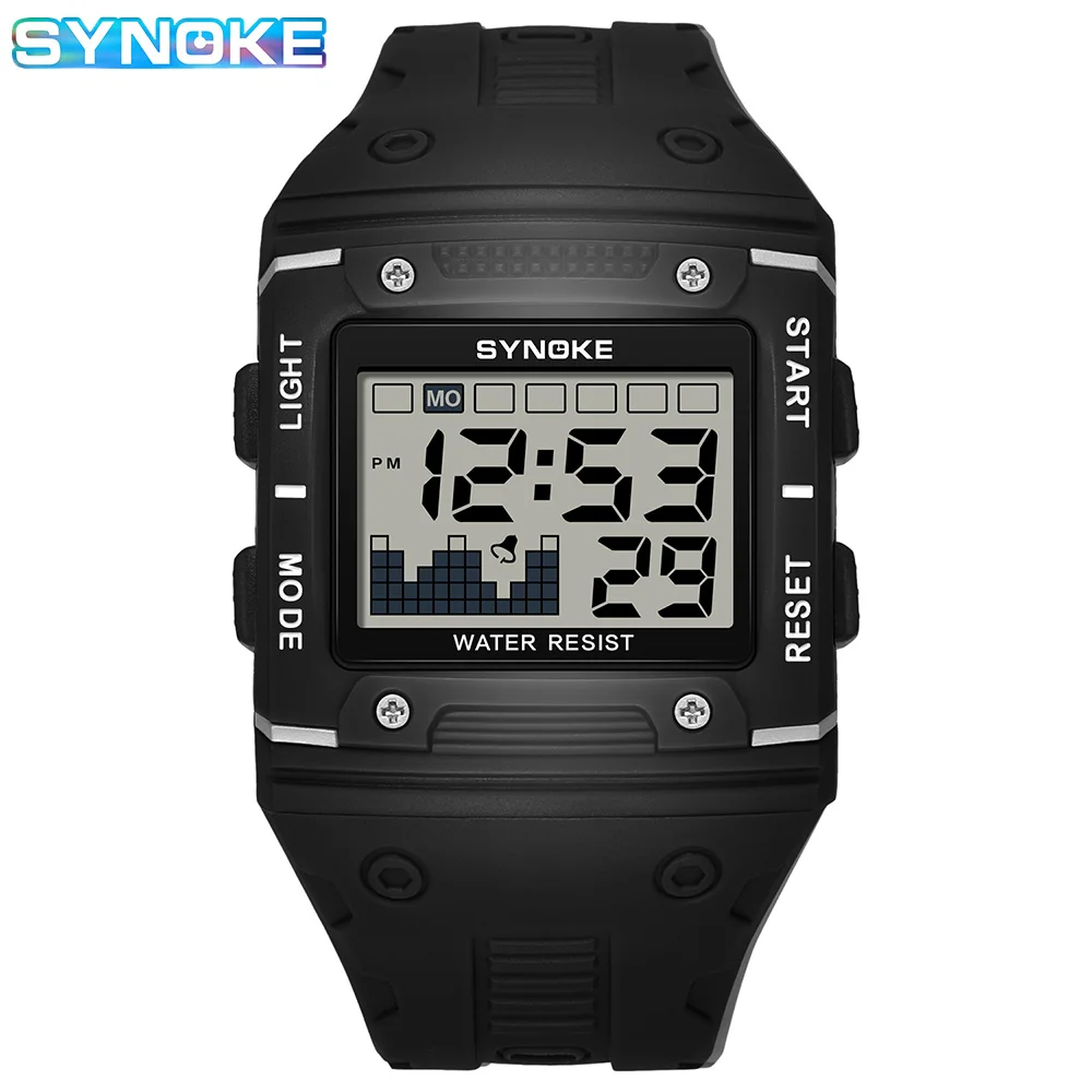 

SYNOKE Watch For Men Digital Sports PU Strap Shockproof Watches Militarily Original Men's Waterproof Wristwatch Electronic Clock