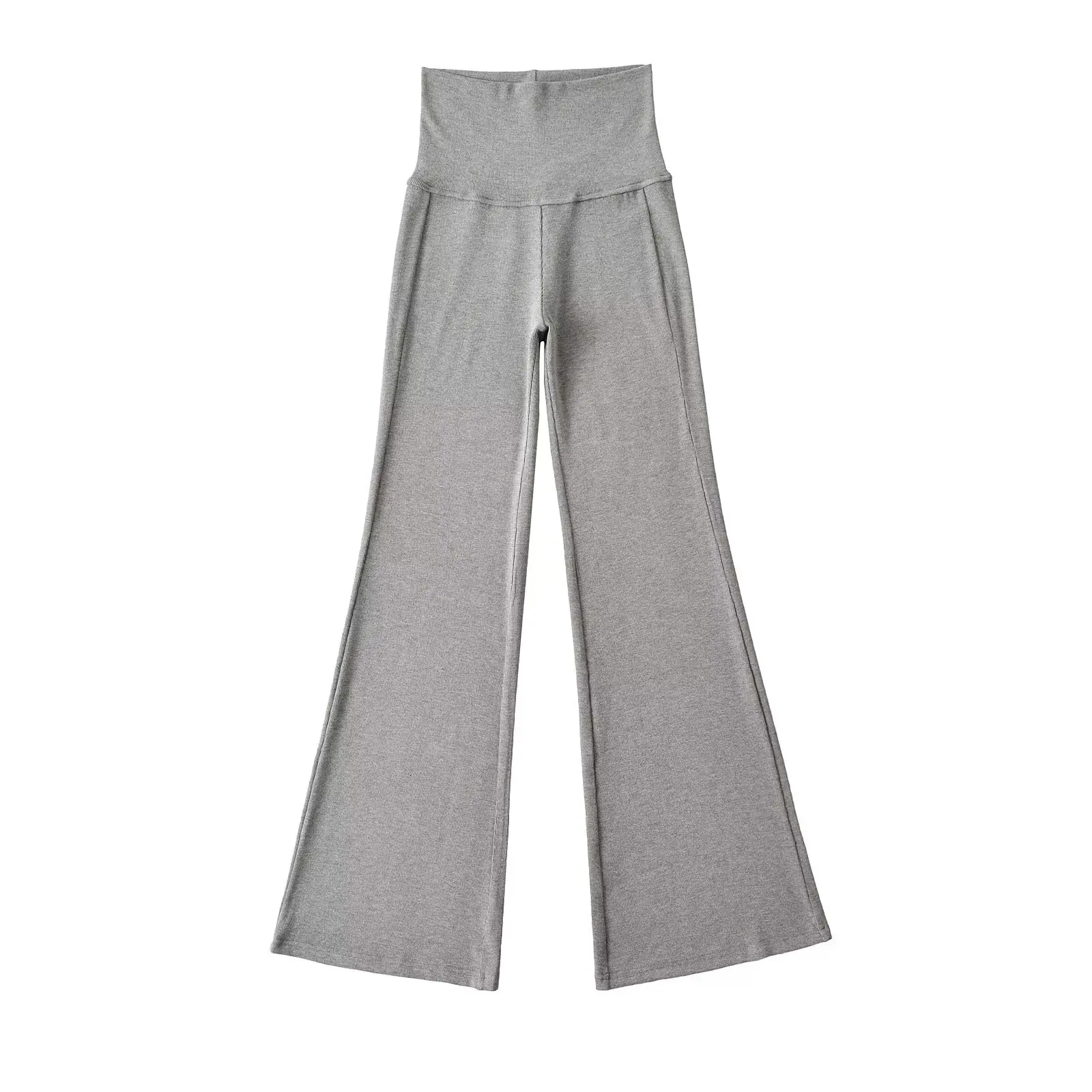 하이 웨이스트 드레이프 니트 바지 여성 캐주얼 바닥 길이 바지 스트리트 슬레 마이크로 플레어 바지 멀티 컬러 옵션