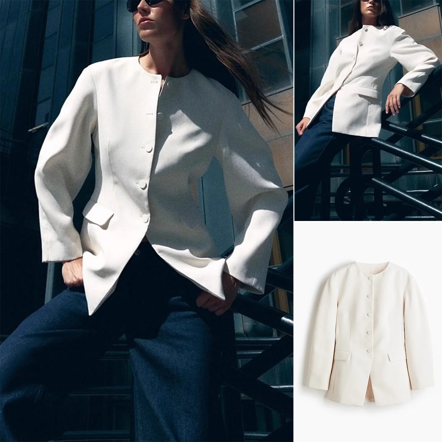 

Повседневный круглый костюм на одной пуговице, джет, женский повседневный костюм без воротника, полиэфирное волокно, однотонный, осеннее новое поступление