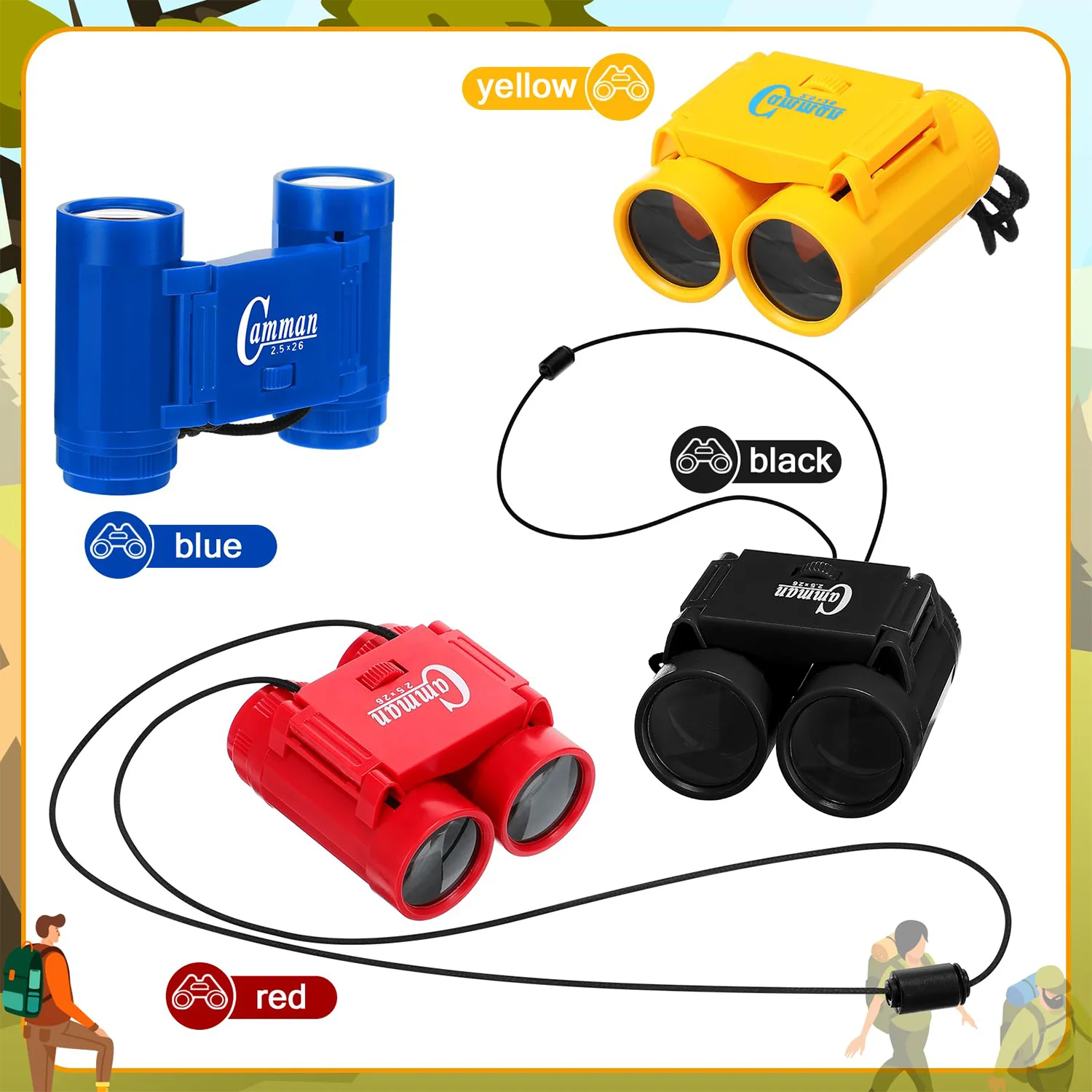 Children's toy telescope, plastic colored binoculars, outdoor science and education variable magnification