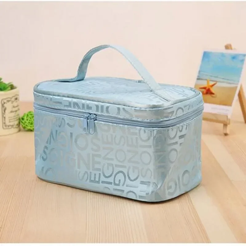 2pcs/lot Portable Cosmetic Square Bag Lettered Cosmetic Bag Large Capacity Toiletry Storage Bag