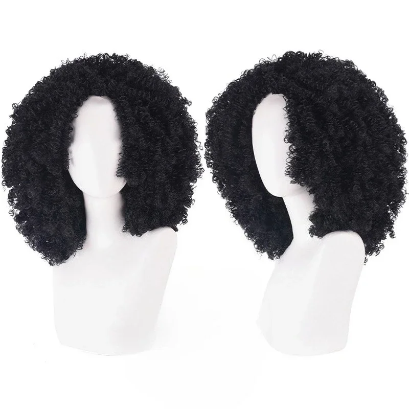 

Synthetic Black Afro Puffy Cosplay Wig - Anime Halloween Party Costume Accessory (Brook Inspired Style)