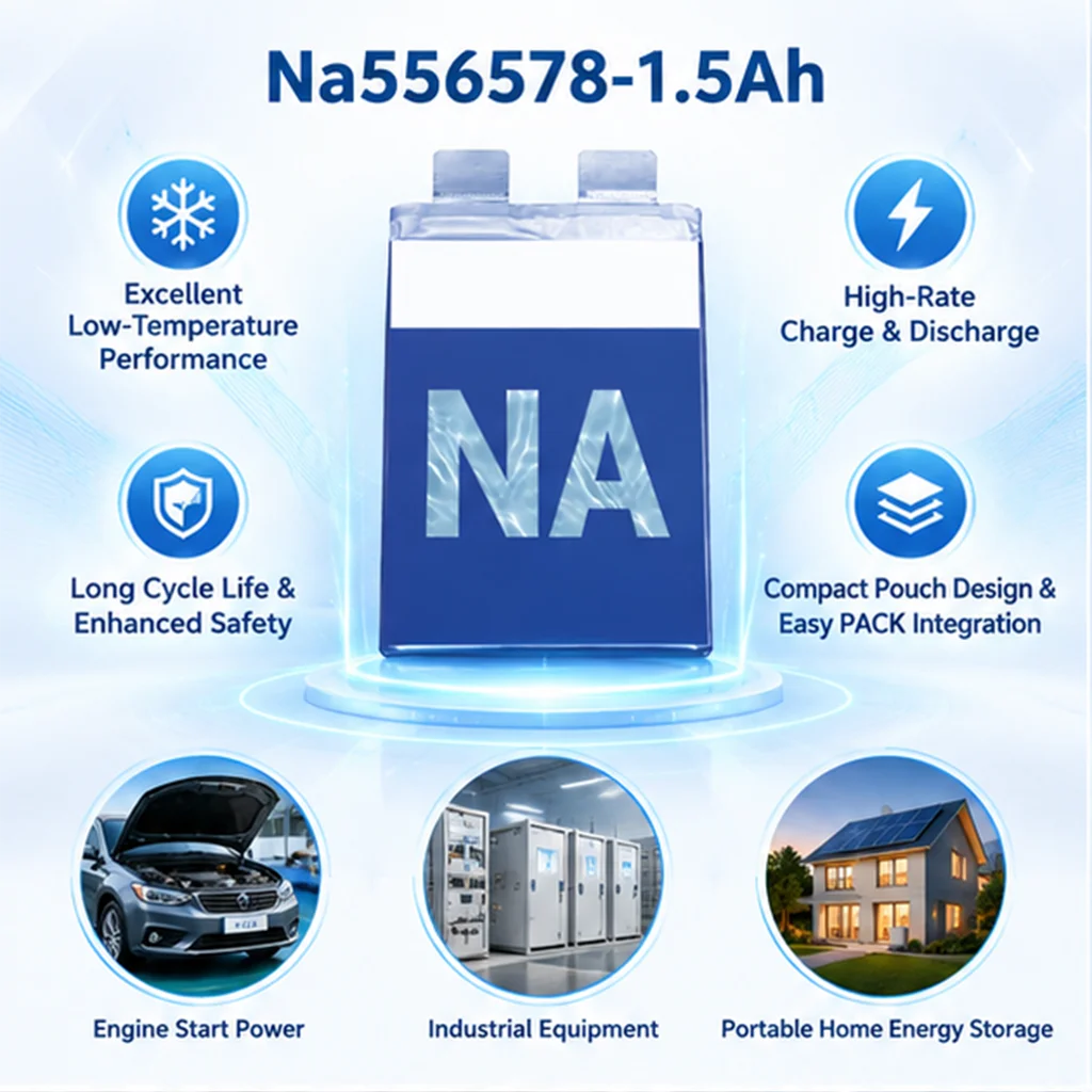 E-power Sodium Ion Battery 556578 1.5Ah 1500mAh 2.85V 60C High Rate Pouch Cell -40C Low Temperature for Car Jump Starter DIY