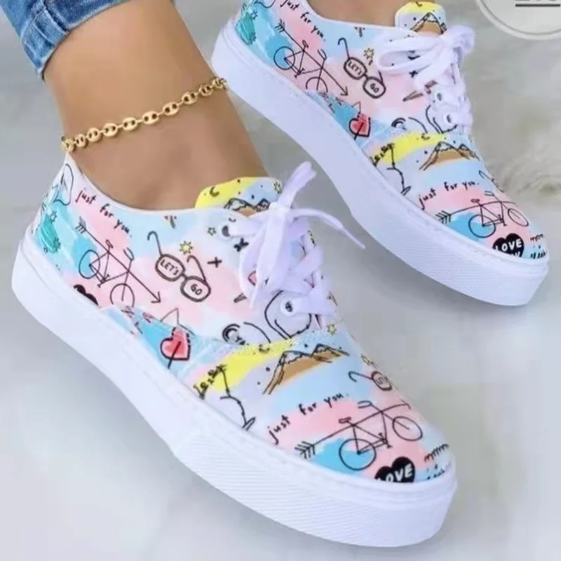 

Women Sneakers Canvas Shoes Lace Up Casual Shoes Woman Flats White Shoes Candy Color Breathable Shoes Ladies Espadrilles