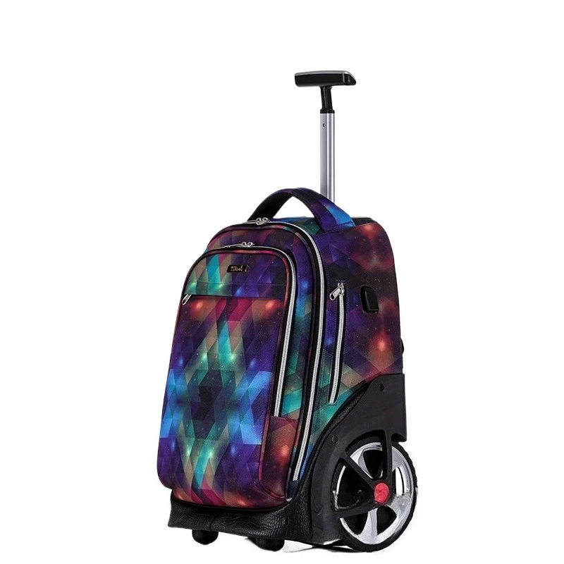 Nueva mochila grande con ruedas para estudiantes de secundaria de alta calidad, mochila escolar con ruedas con mango extensible y ruedas para escaleras