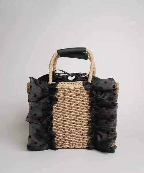 

2025 New Fashion Lady Bags Polka Dot Ruffle Lace Woven Bag for Lady Fashion Casual Handbag Japanese Style Women's Handbags