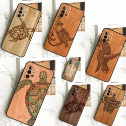 Turtle Wood Pattern Case For Samsung Galaxy A55 A35 A15 A14 A34 A54 A73 A53 A33 A23 A13 A12 A32 A52 A51 Cover