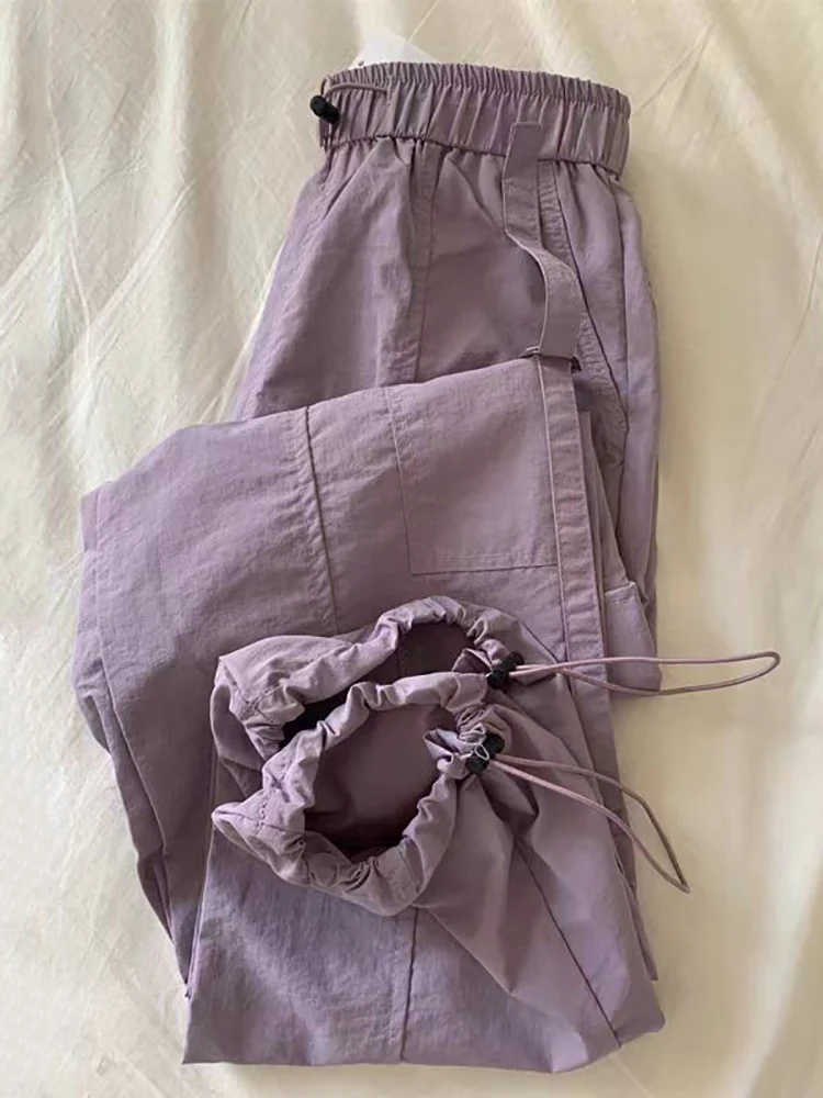 

Элитные женские летние рабочие брюки Qui-Dry, фиолетовые, цвет таро, свободный крой, с высокой талией, длинные, повседневные, цвет сандалового дерева