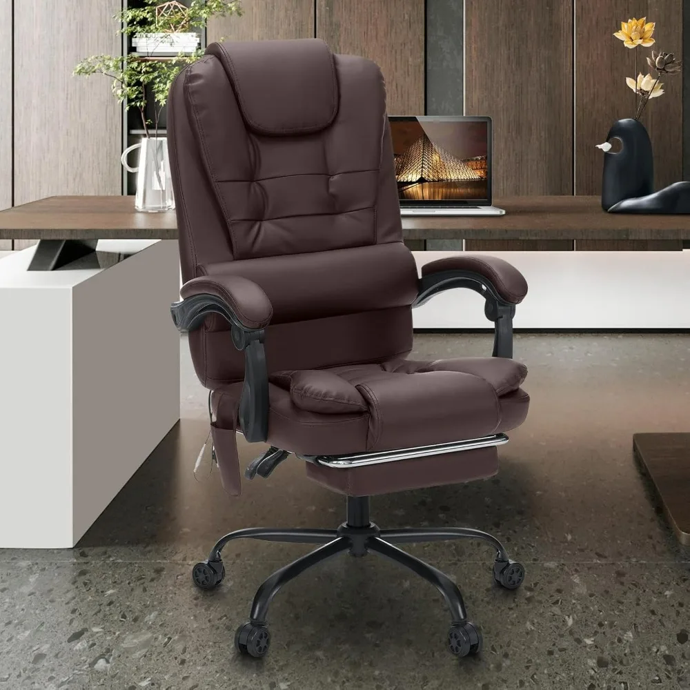 

Office Chair, Massage Reclining Office Chair with Footrest High Back Ergonomic Computer Desk Chairs Soft Leather, Chairs Office