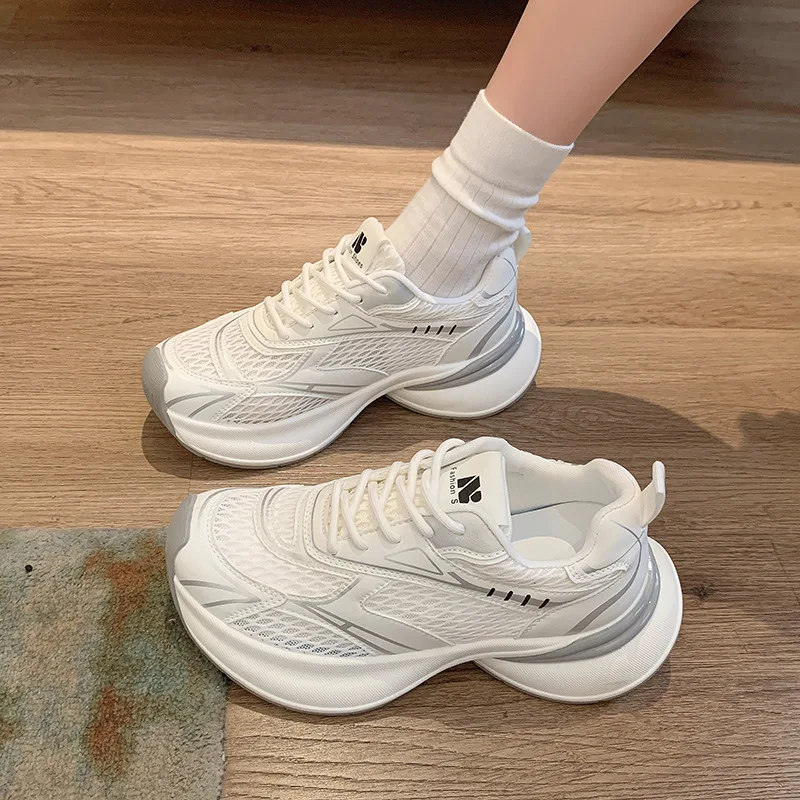 

Кроссовки Four Seasons, уличная женская обувь, новинка 2025, весенняя обувь с дышащей сеткой, легкая повседневная обувь для бега на толстой подошве