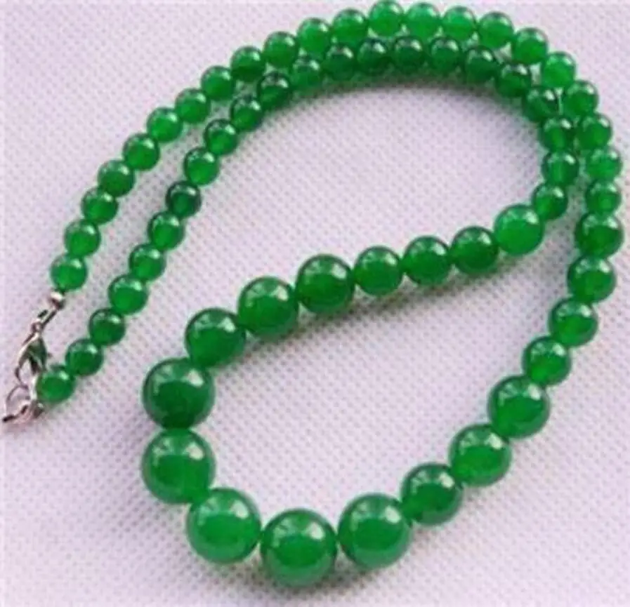 

6-14mm Green Jade Jewelry Necklace 18"