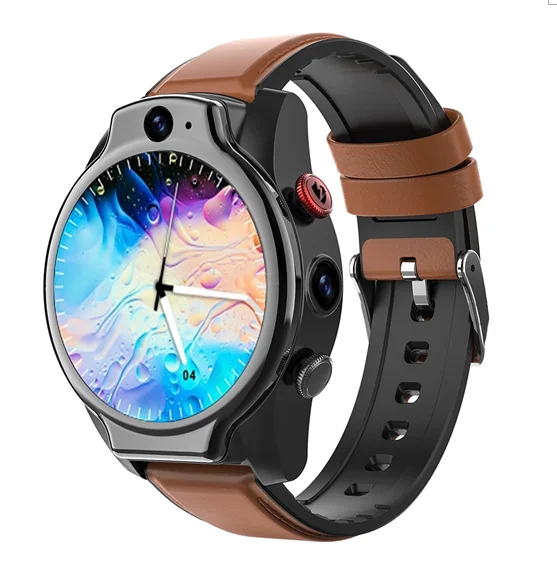 LEMF0 LEM14 Smart Watch 4G SIM Card Android 10 Face ID 4G 64G 5ATM Waterproof 1100 mAh Battery Dual Camera GPS AMOLED Smartwatch