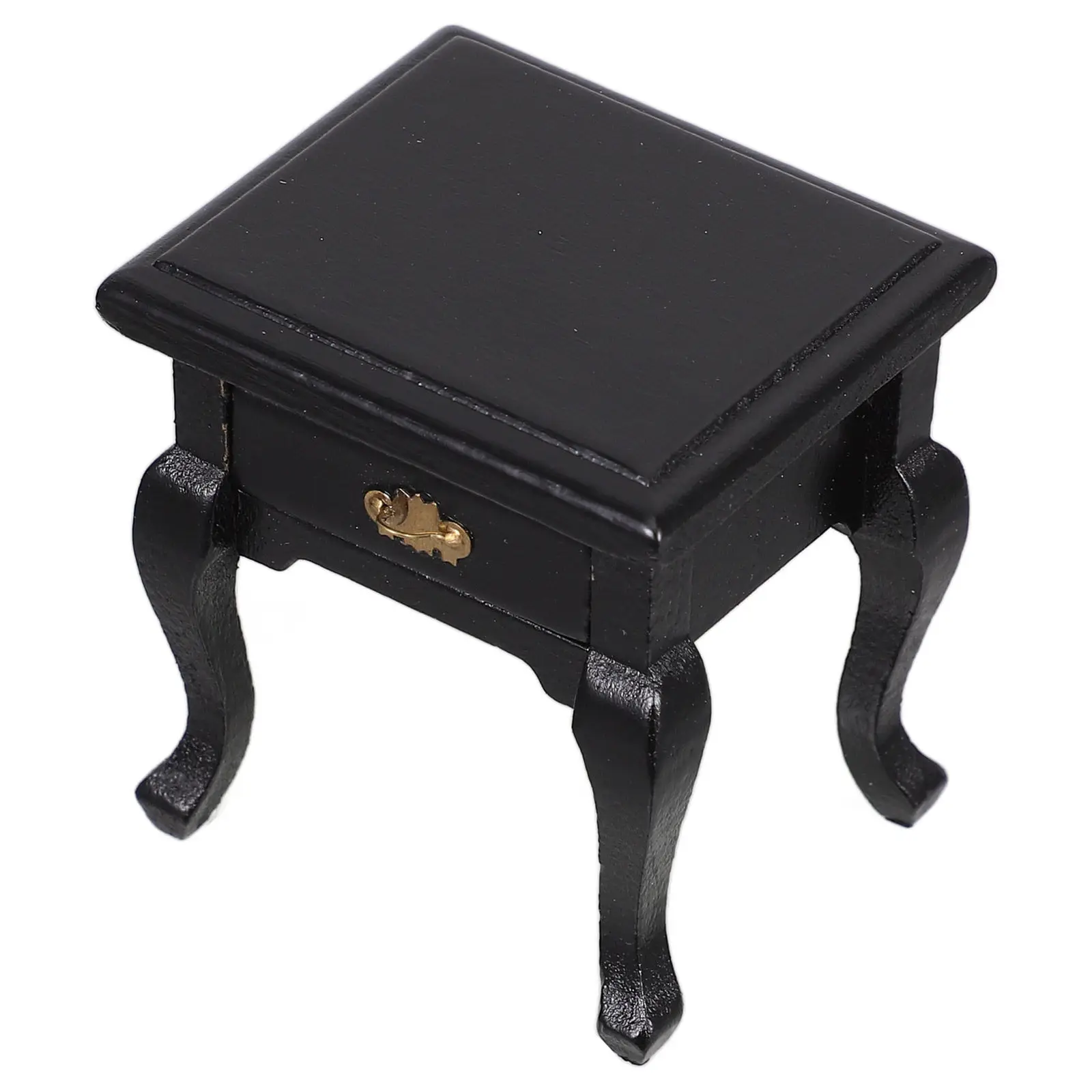 1:12 Scale Miniature Round Wooden End Table with Functional Drawer French Country Bedroom Living Room Accessories