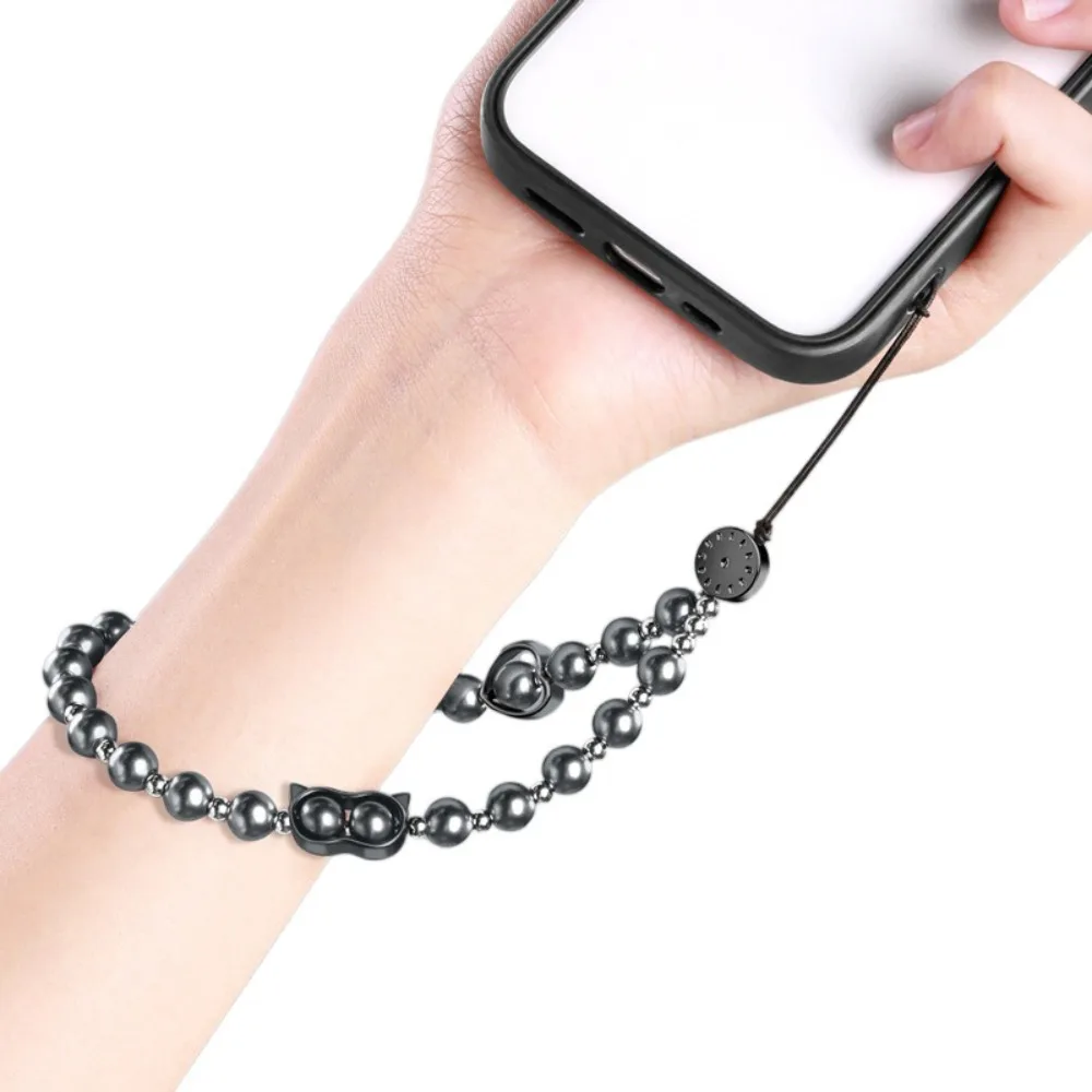 

Ins Cat Eye Beaded Phone Lanyard Wrist Strap Beaded Pearl Phone Chain Anti Loss Sling Handmade Cellphone Charm Christmas Present