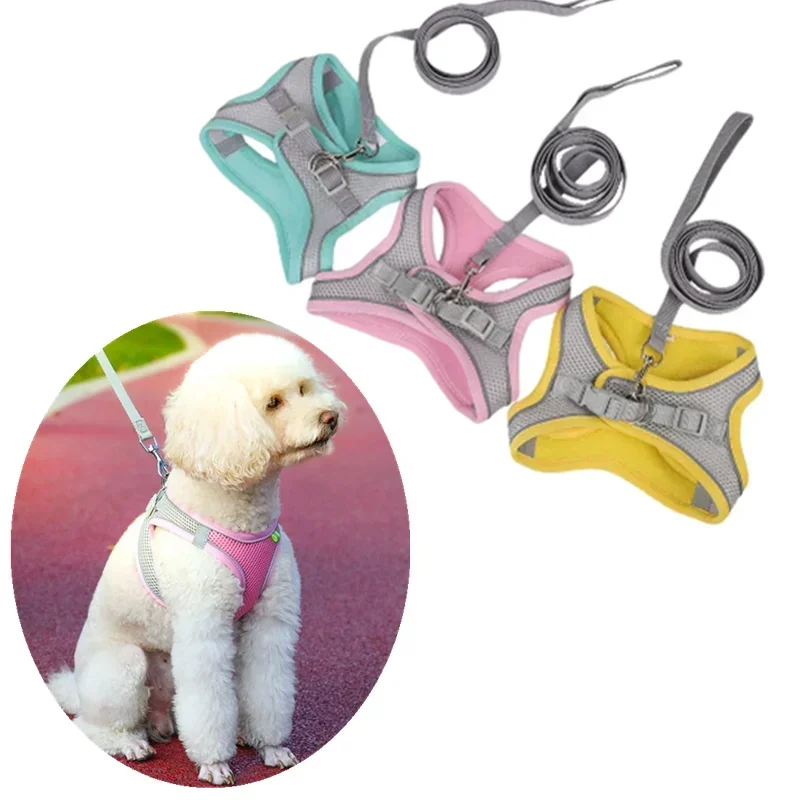 Pet Reflective Dog Harness Small Dog Adjustable Puppy Harness Vest Dog Teddy Koki Outdoor Walking Lead Leash Cat Chest Strap