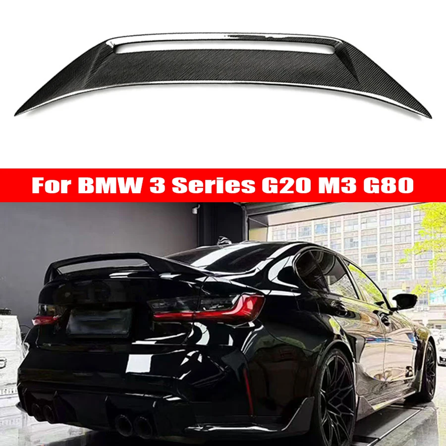 For BMW 3 Series M3 G80 G20 G28 Carbon Fiber Tail fins Rear Trunk Spoiler Guide Wing Rear Wing Car Trunk Diverter AD Body Kit