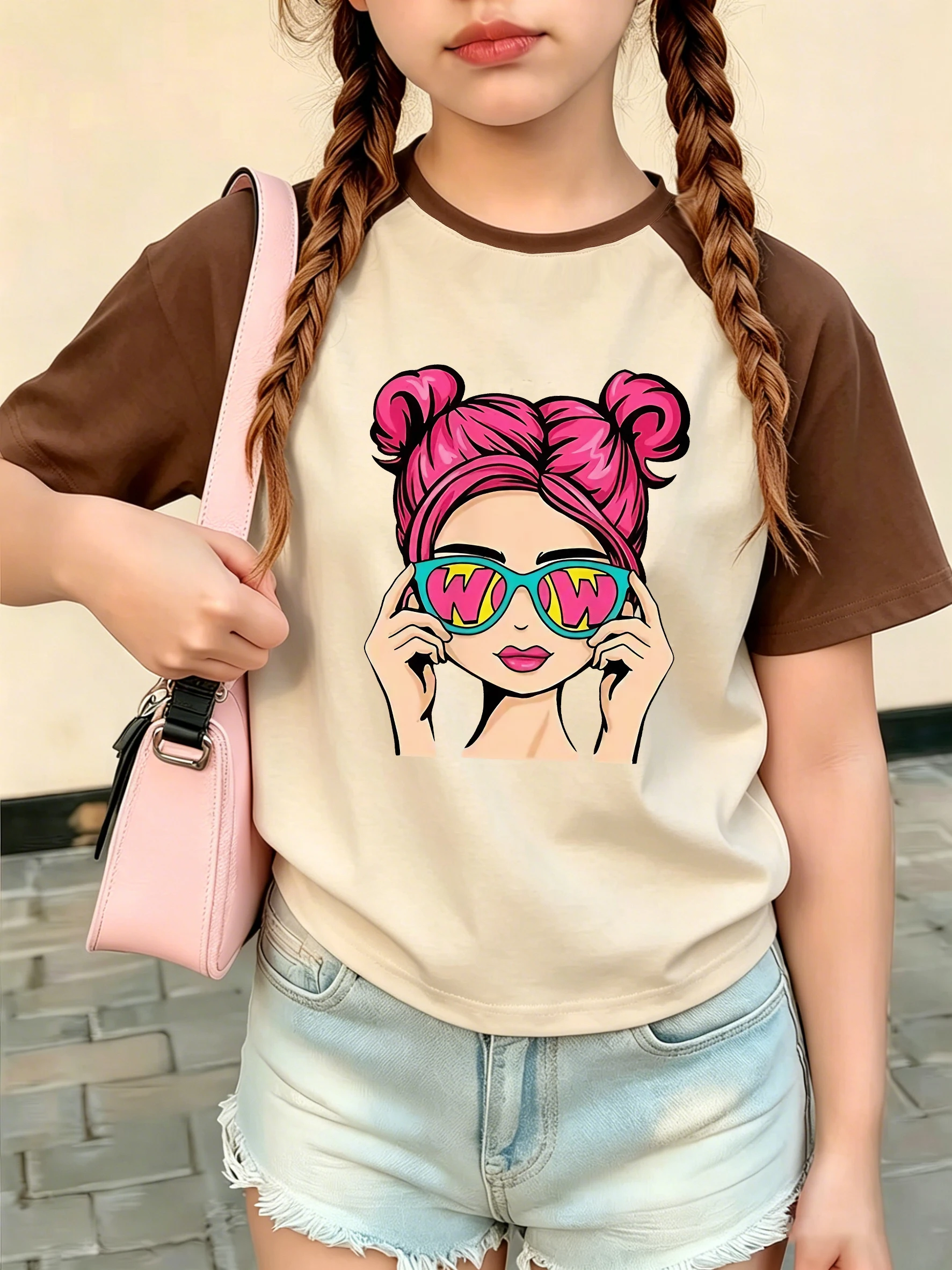 Graphic Fashion Gilr T Shirts Short Sleeve Kids Children's T-shirt Girls Casual Top Tee Summer Spring Clothes Harajuku