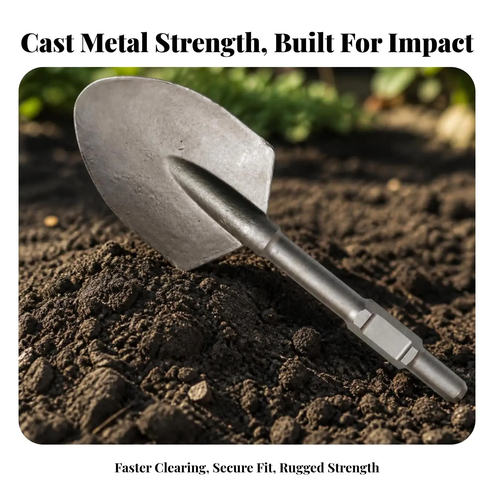 Heavy-Duty Hex-Shank Excavation Head Rugged 40Cr Steel Construction, Demolition Clay Spade, for Trenching