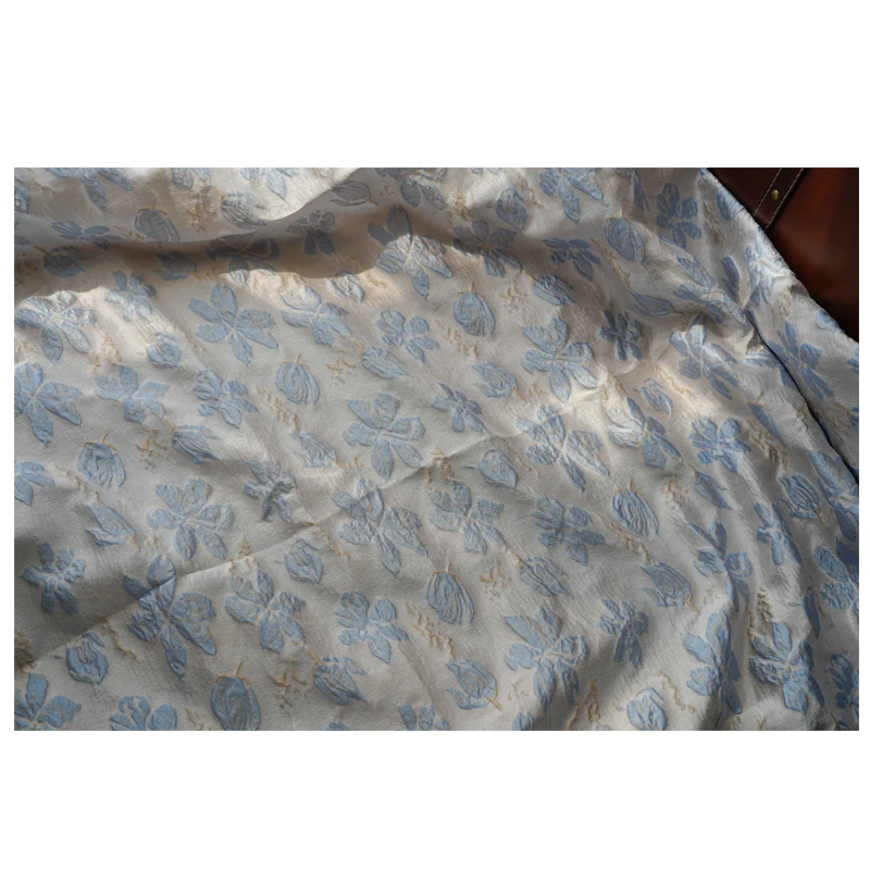 High quality tela Embossed bubble yarn dyed jacquard fabric Blue gray small fresh clothes cheongsam bags tissu