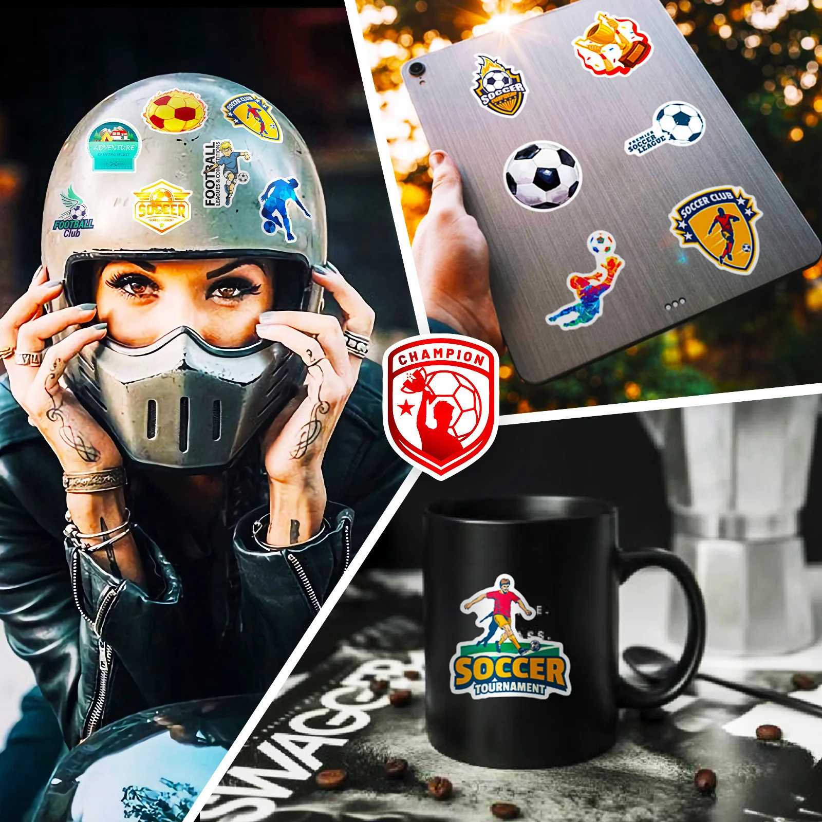 50PCS Football Soccer Stickers DIY Gift Toys Decal For Laptops Phones Bottles Decor Waterproof