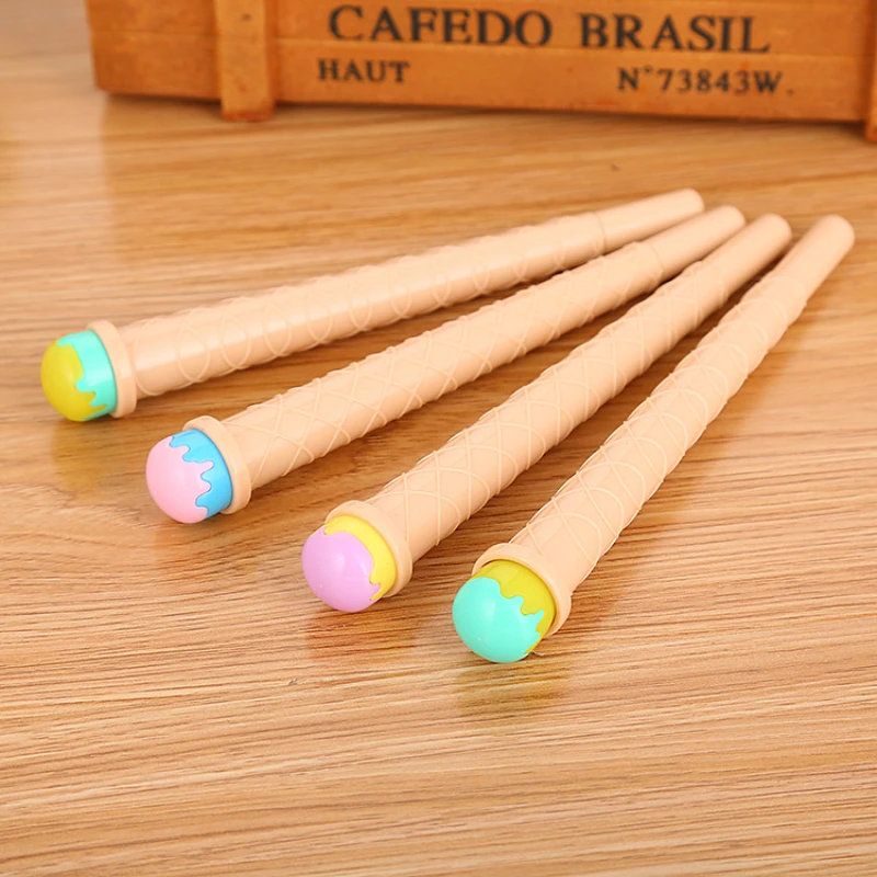 

50PCS Creative learning stationery cone Rollerball pen cool summer cute imitation ice cream needle water-based signature pen