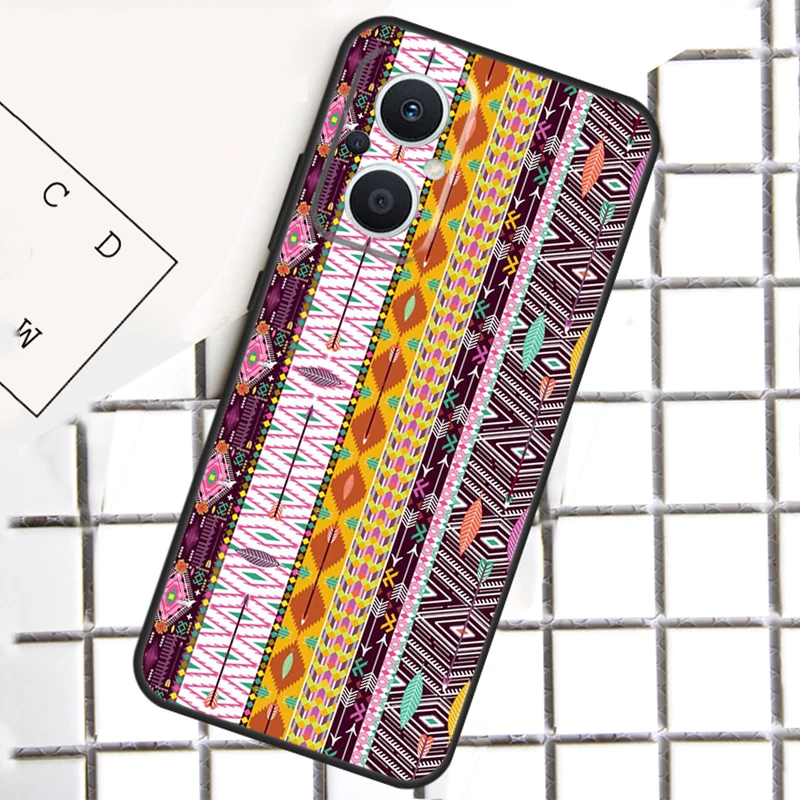 ネイティブアメリカン シームレス トライバル ボヘミアン OPPO Reno 13F 12F 14F 11F 10 11 12 13 14 Pro 8T 7 8 Lite OPPO Find X8 X6 X5 Pro ケース