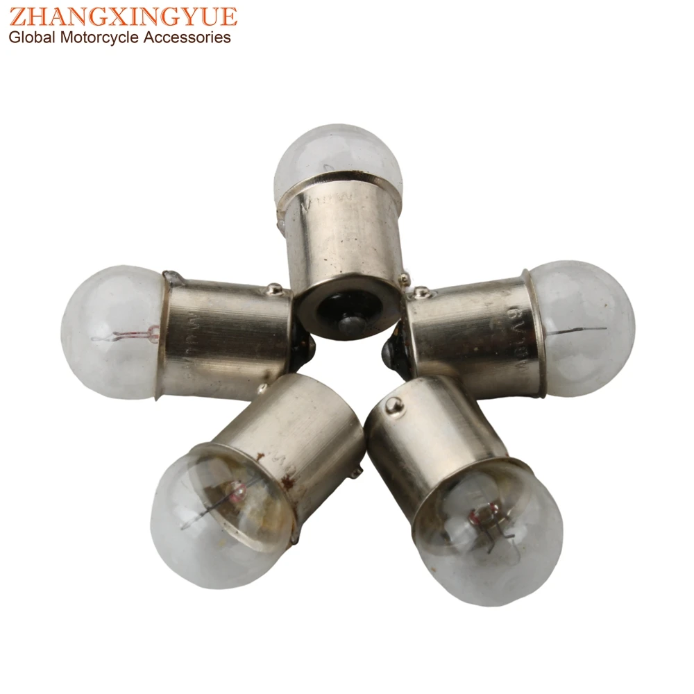 5pc 6V 10W Bulb BA15S G18 White For Motorcycle Scooter Motocross Karting 50cc 125cc 200cc 246510655