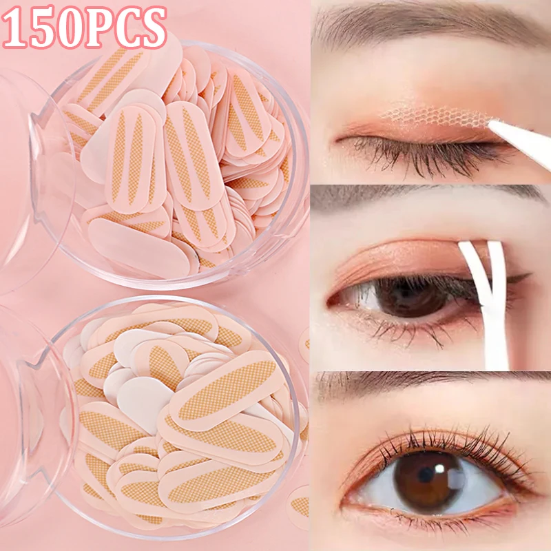 150 PCS Double Eyelid Sticker Eye Lift Lace Adhesive Tape Eyelid Lift Band Invisible Waterproof Natural Eyelid Tape Makeup Tools