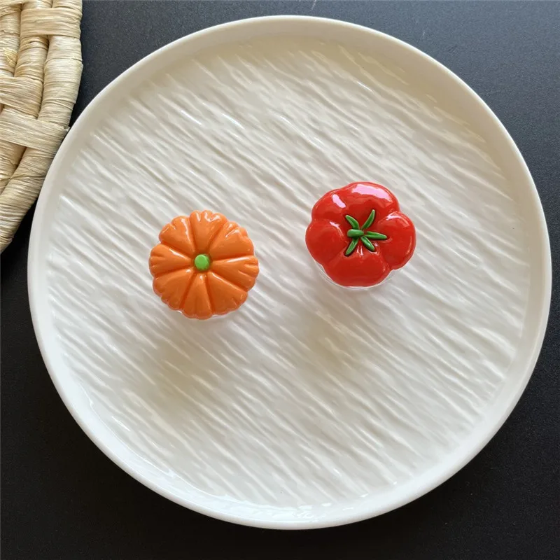 

Милый держатель-подставка для телефона в форме томата/тыквы, складной кронштейн-держатель для пальцев, аксессуар-подставка для iPhone 15, 16, 17, Xiaomi