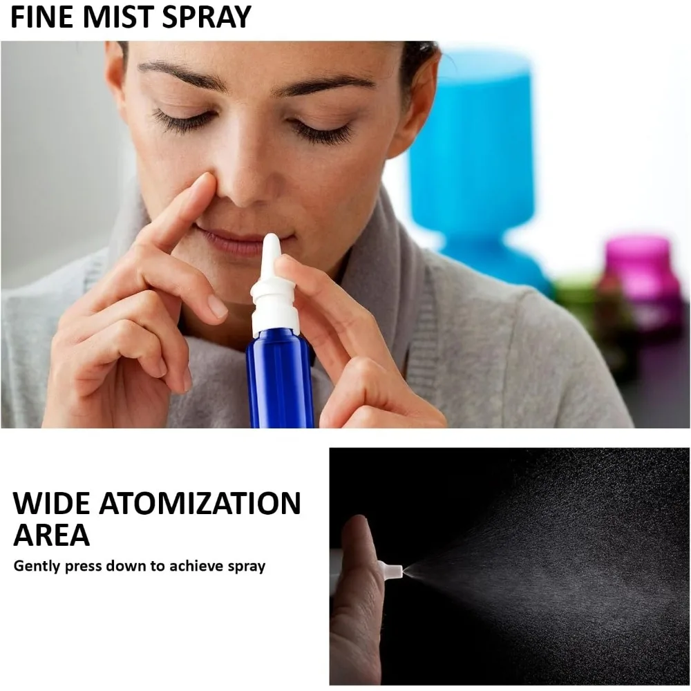 6pcs 30ml Empty Protable Refillable Travel-Sized Solution for Saline Applications Fine Mist Atomizers Nasal Sprayer with Funnels