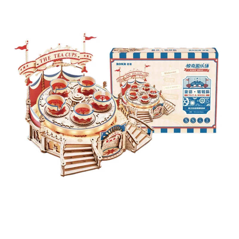 

3D three-dimensional puzzle rotary cup wooden building block assembly model difficult decompression birthday gift