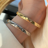 Exquisite Shining Star Zirconia Open Bracelet Fashionable Women's Cuff Bracelet Girls Trendy Party Jewelry Gift