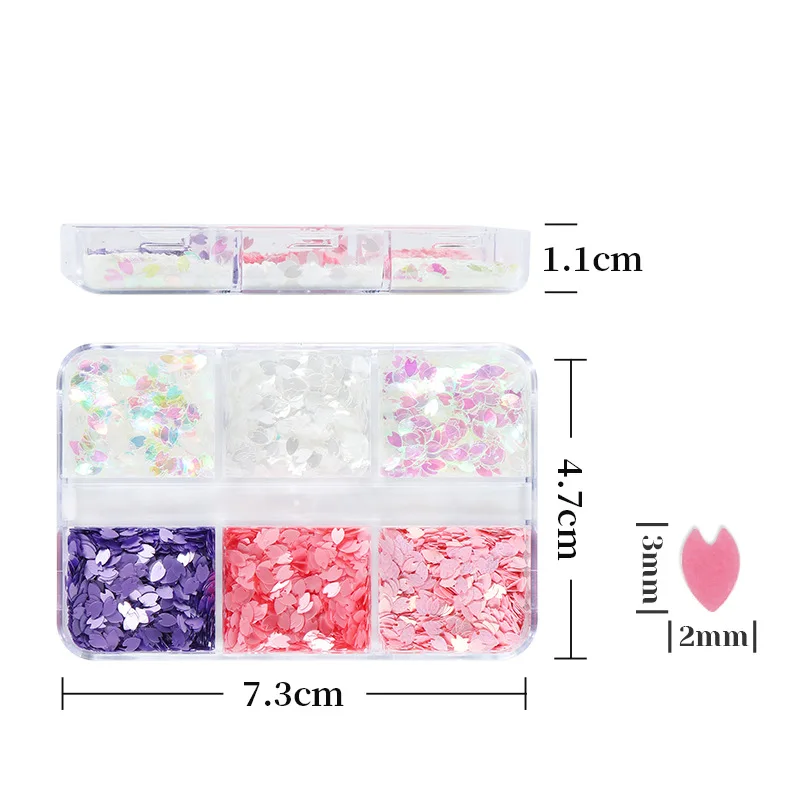 6 Grids Sakura Flower Petal Chip Nail Sequins Cherry Blossoms Glitter Stickers Spring Japanese Holographic Decor Flakes SAS128 image 6