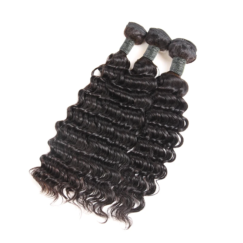 

Deep Wave Bundles Human Hair Brazilian Virgin Human Hair Weave for Black Women Human Hair ExtensionsNatural Color Double Drawn