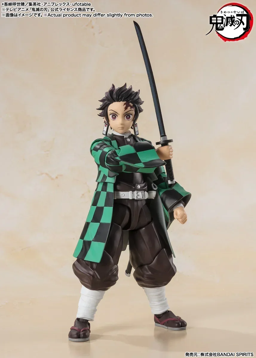 Originale Bandai Demon Slayer S.H. Figuards Kamado Tanjirou Anime Action Figure in scatola giocattoli modello da collezione