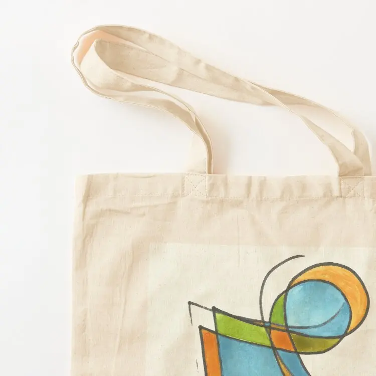 الفن التجريدي مع الأزرق الأخضر البرتقالي الطلاء حمل حقيبة حقيبة قماش قنب للنساء شنطة هدايا لطيف حمل للتخصيص #3