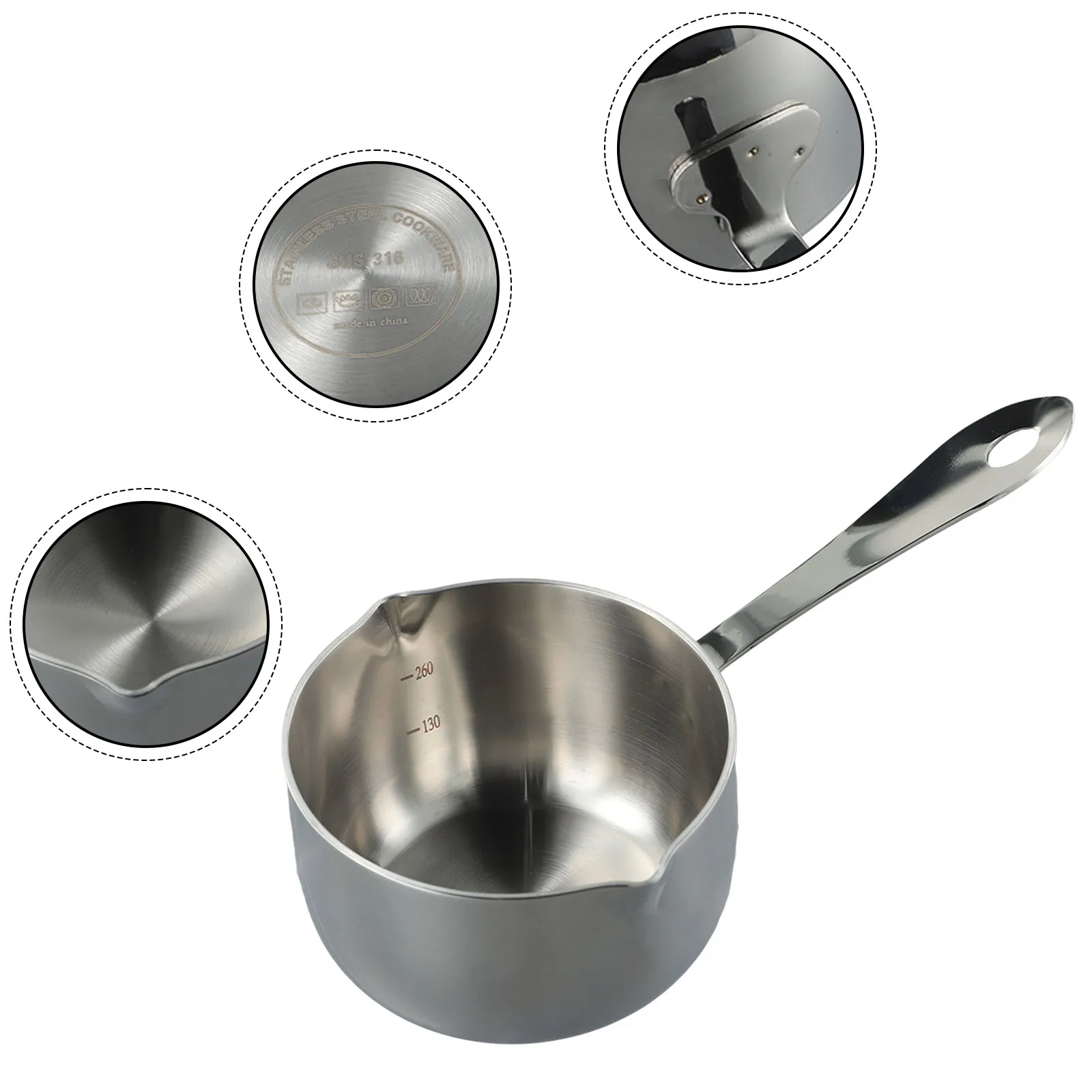 Stainless Steel Small Saucepan with Dome Bottom for Improved Heat Conductivity and Stability When Preparing Light Recipes