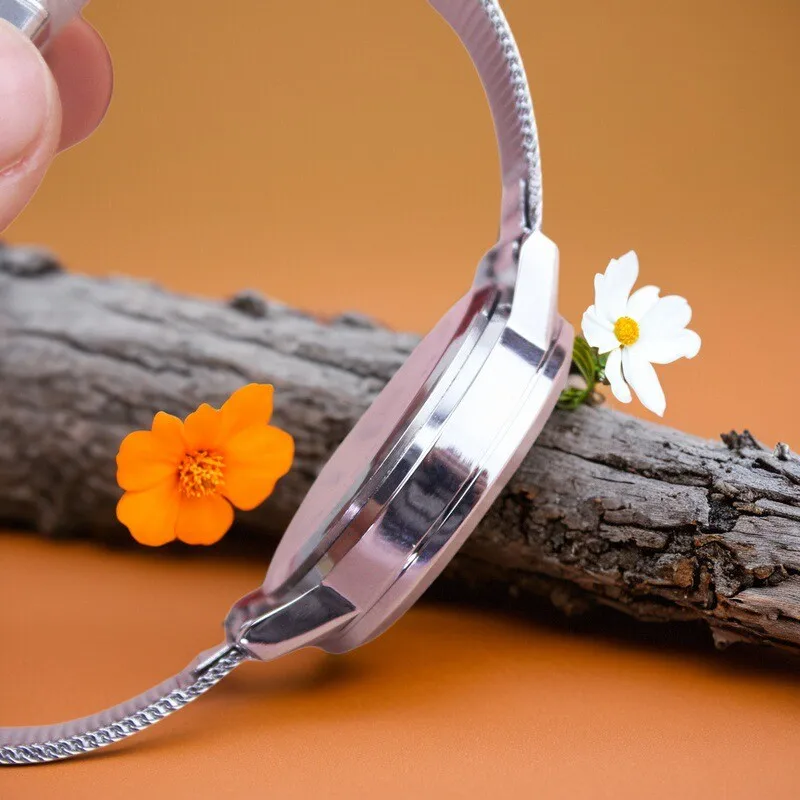 السيدات النساء الكلاسيكية الأزياء الصلب حزام فاخر للماء الساعات النسائية الطلاب أرقام الكوارتز الفضة الهدايا سوار ساعة #4