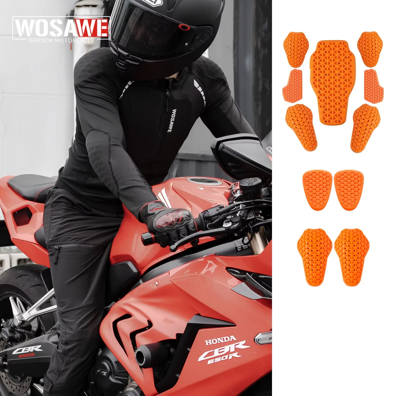 

WOSAWE Summer New Motorcycle Jacket Pants Men Black Moto Riding Jacket Coat Breathable Mesh Motorbike Clothing