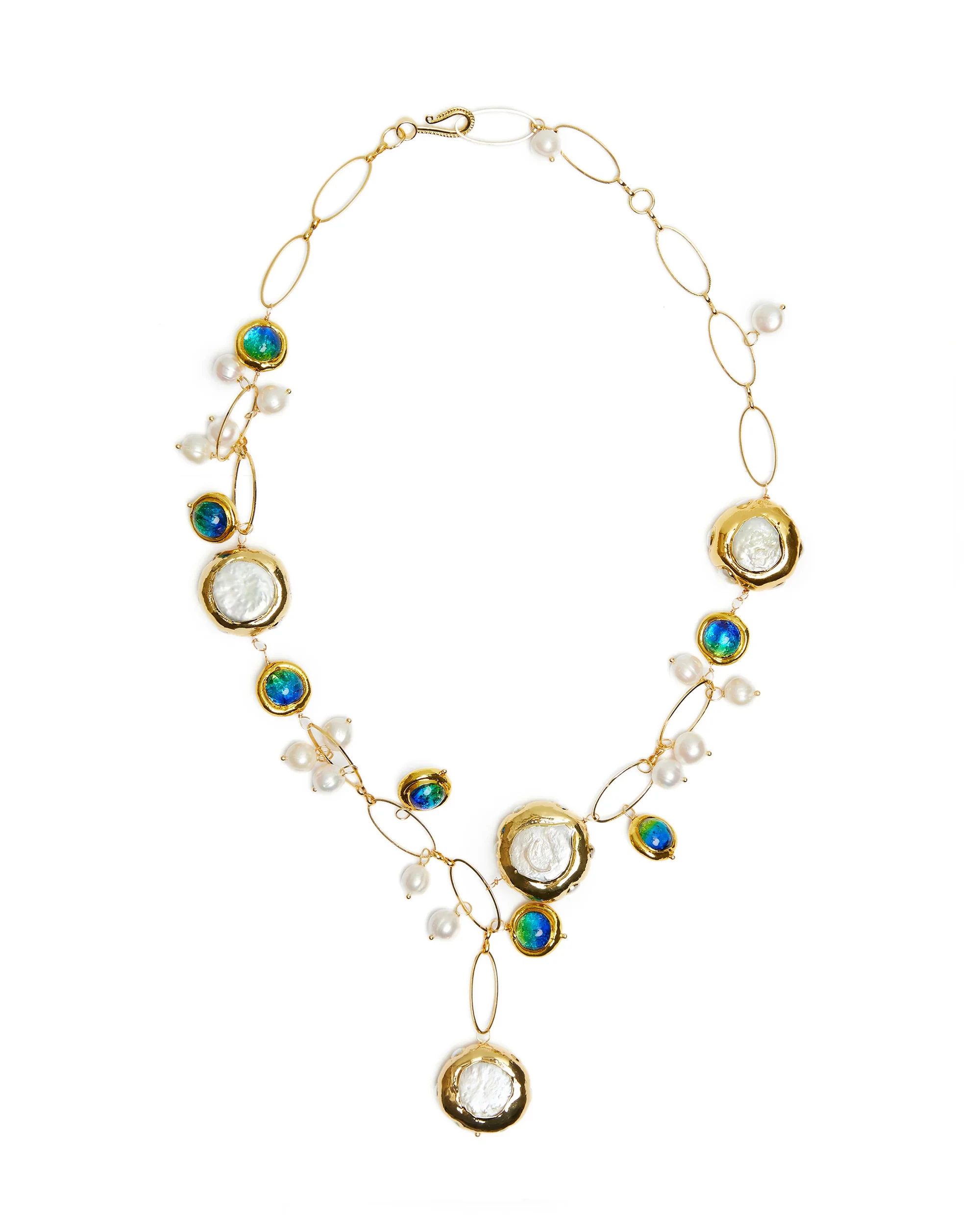 

Ожерелье, ювелирные изделия, аксессуары из пресноводного жемчуга, новые модные милые синие бусины из муранского стекла, классические оптовая продажа