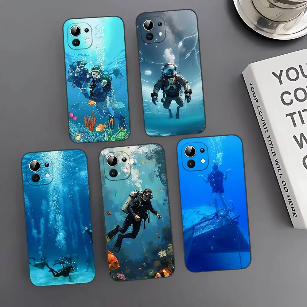 

Scuba Diver Diving Slim Black Shockproof Phone Case: Snug Fit For Xiaomi 12,11,12S Ultra & Redmi Note 11,10T,9,9A,8Pro,8T,5G