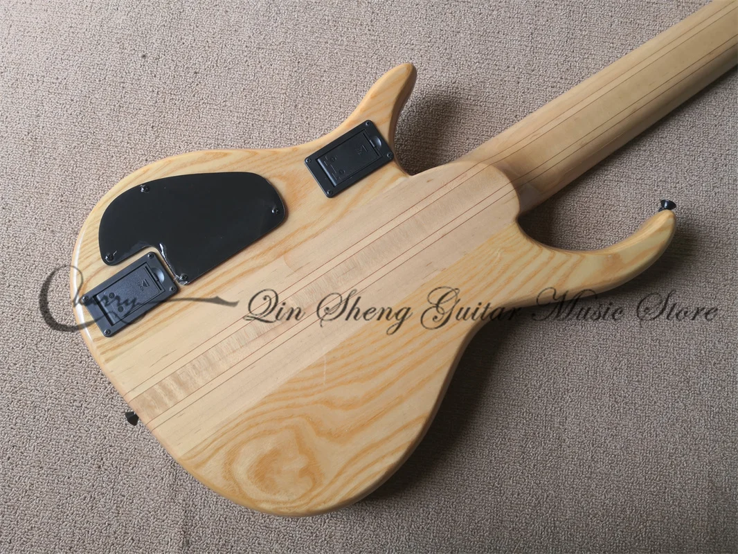 6 Strings Bass Guitar CM Light Black Bass Maple Neck Through ASH Wood Body Active Fan Fingerboard  Independent Bridge