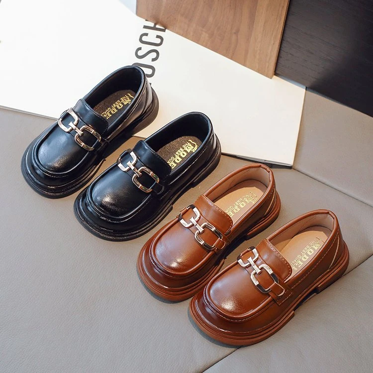 

Girls' retro brown small leather shoes 2024 Autumn New British style One Step Shoe Lefu Shoe