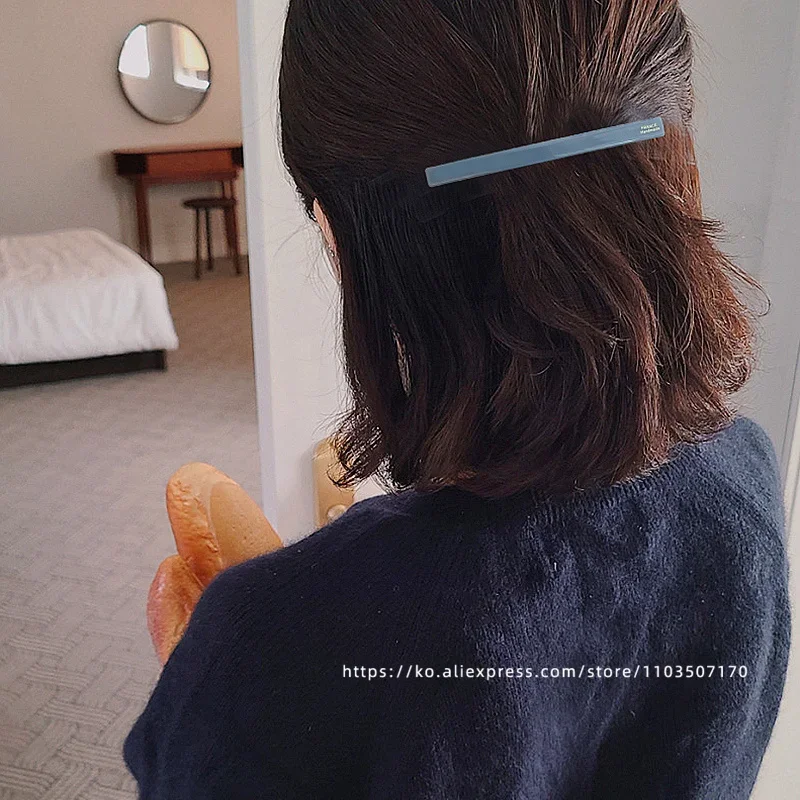 Short hair awkward transition hairpin ~ South Korea France retro one word clip spring clip, ponytail clip French half clip